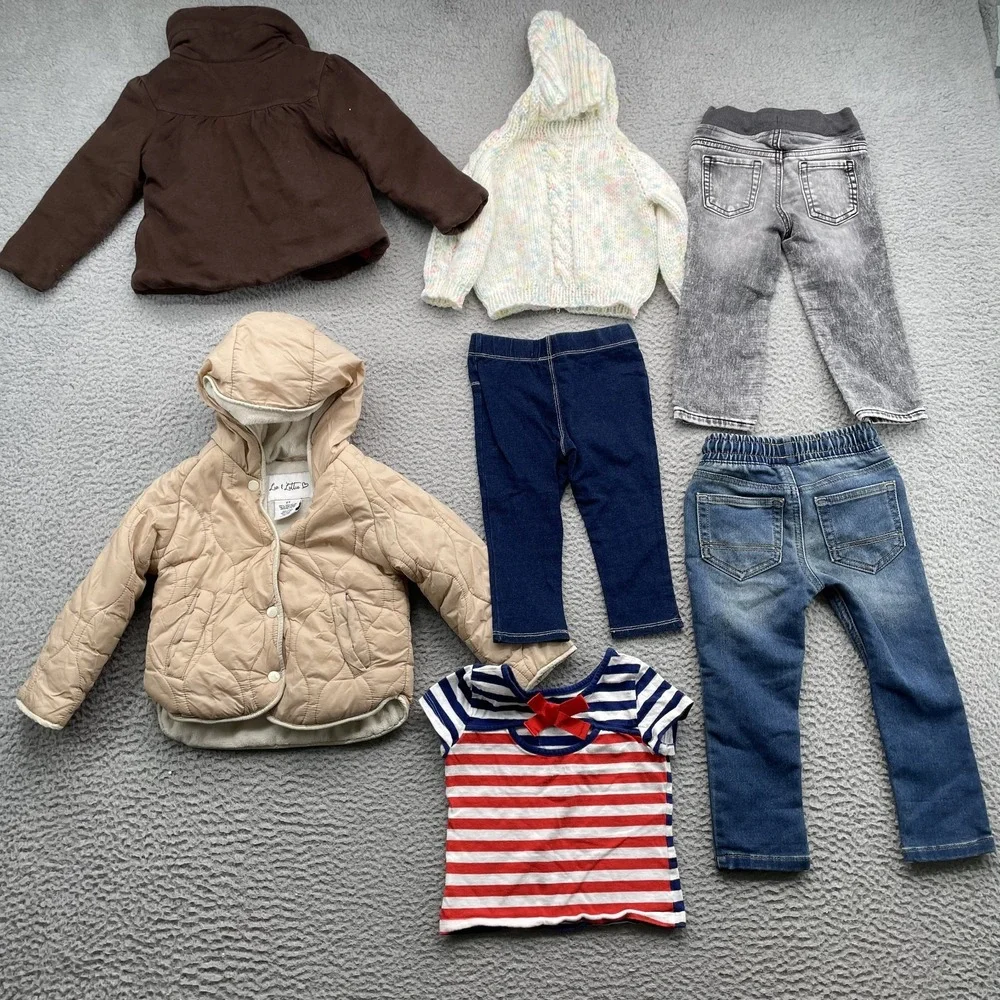 Cat & Jack Gymboree Mix Brand Lot of 7 Girls 2T Toddler Jacket Coat Jeans Shirt